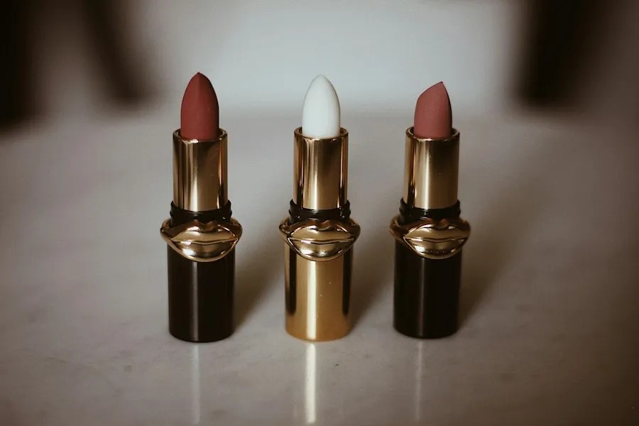 Luxury lipstick and fragrance still life